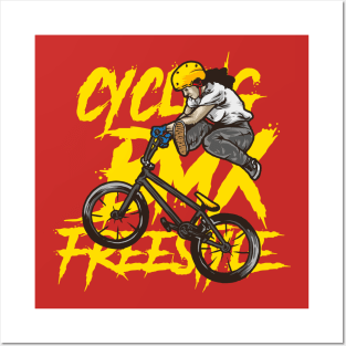 cycling bmx freestyle vector badge Posters and Art